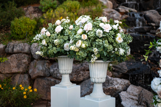 Two floral urn rentals for events and weddings 
